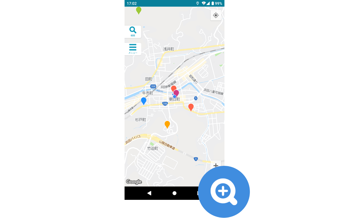 スマートフォン用　物件地図画面