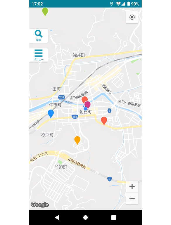 スマートフォン用　物件地図画面